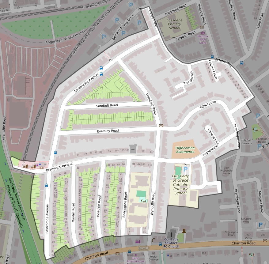 Map of the West Charlton Residents Association catchment area