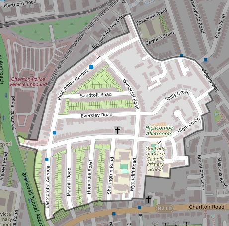 Map of the West Charlton Residents Association catchment area